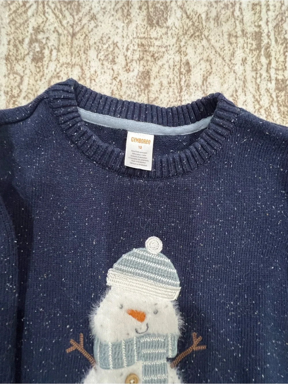 Gymboree Navy Crewneck Sweater with Snowman Appliqué
